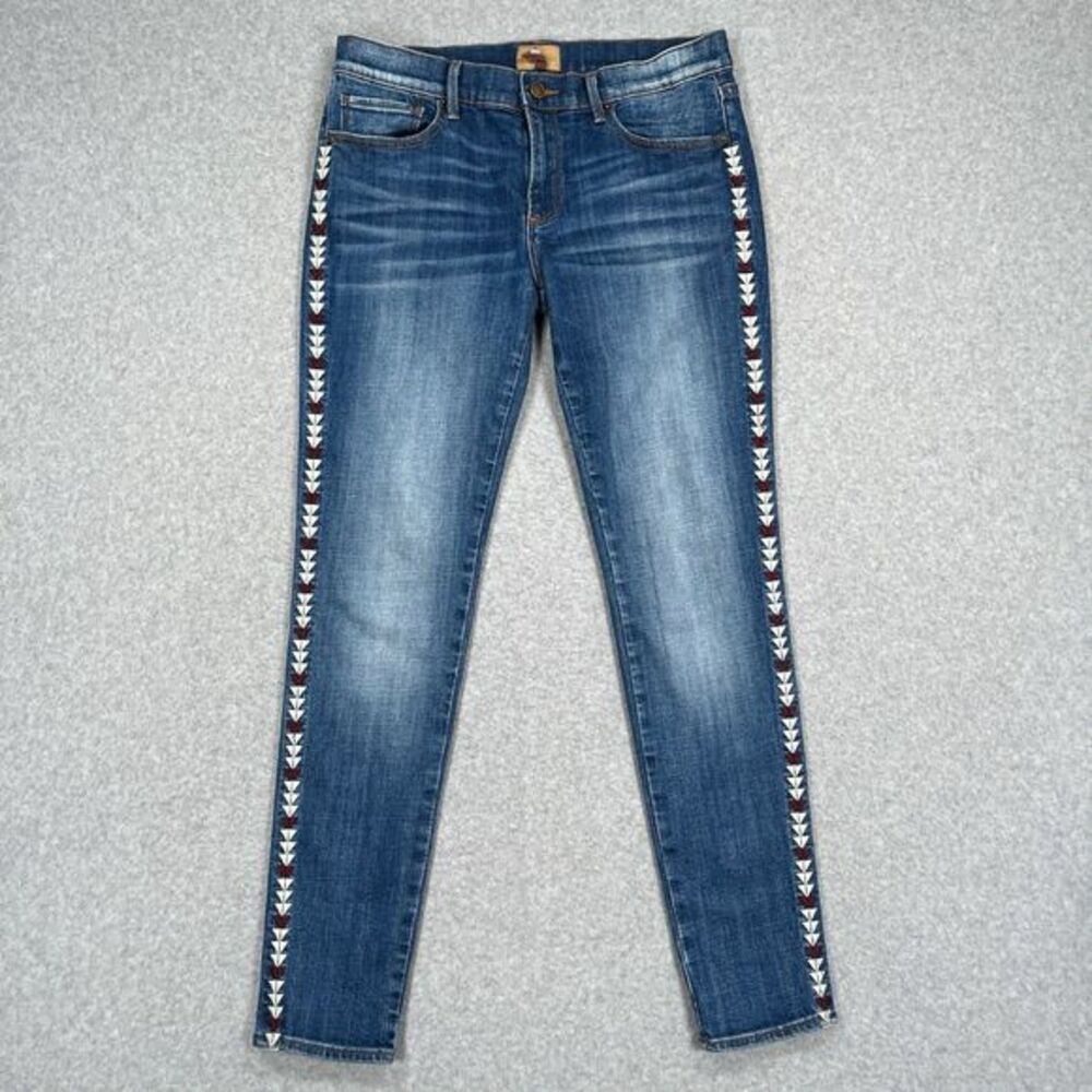 Driftwood‎ Jeans Womens 27 (29x29) Jackie Skinny Side Embroidered Triangles Boho